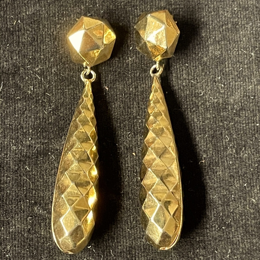 SOLD Vintage YSL Golden Disco Droplet Earrings Pierced